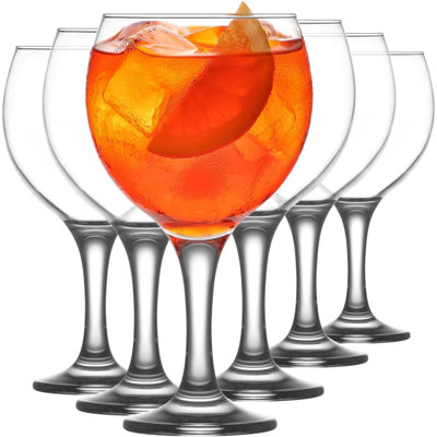 Ensemble de verres à vin gin et tonic, Aperol Spirz 6 pièces, verres à vin en forme de ballon transparent pour le vin et autres cocktails, verres à pied surdimensionnés pour les bières et l'eau | 21,75 oz