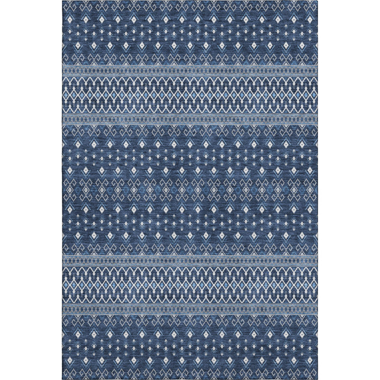 Premium Machine Washable Prisco Navy Rug