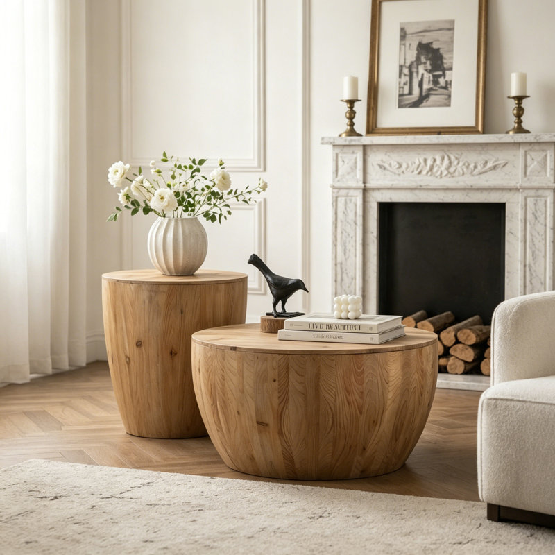 Table basse avec rangement, 31.5"W & 20.87"W, Natural