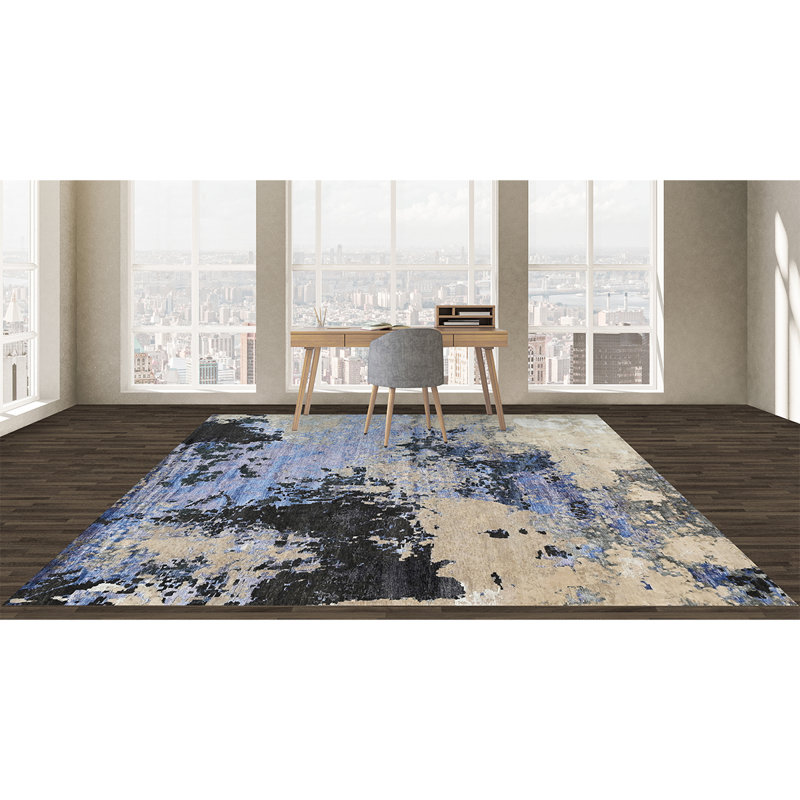 WINDB1102SIBL Hand Knotted Area Rug in Blue, Rectangle 9' x 12'