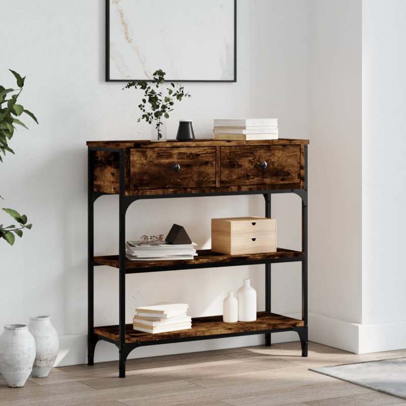 Console Table, 75cm H x 72.5cm W x 25cm D, Smoked Oak