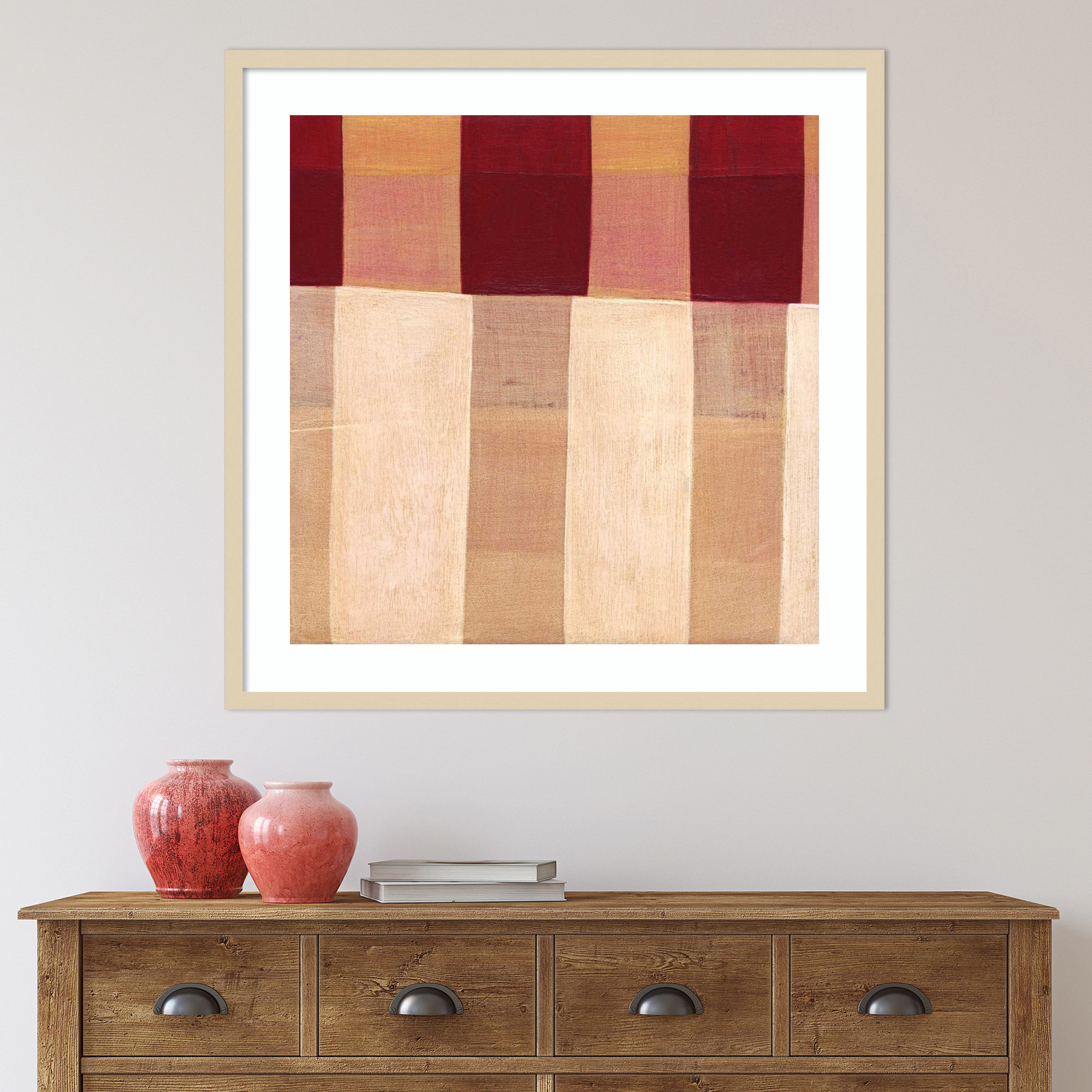 Broken Stripes 1 by Laura Nugent, 33" H x 33" W x 1" D, Brown