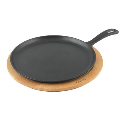 Lava Enameled Cast Iron Pizza Pan-Crepe and Pancake Pan 10 inch-with Beechwood Service Platter -  LAVA CAST IRON, LV ECO Y KRP 26 K4