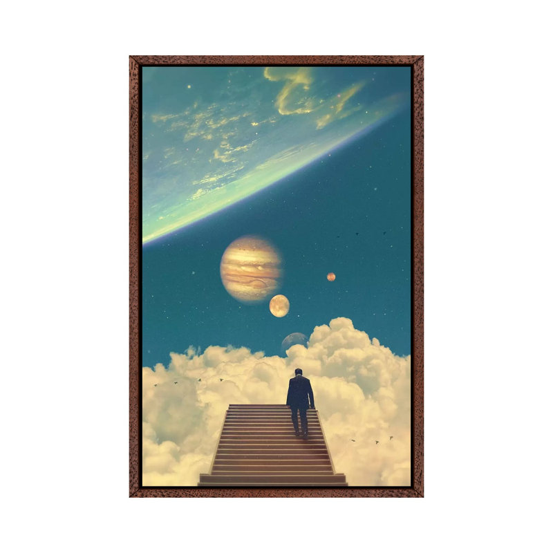 Stairway To Heaven by Nicebleed - Print on Canvas, Classic Brown Wood Framed, 66.04cm H x 45.72cm W x 3.81cm D