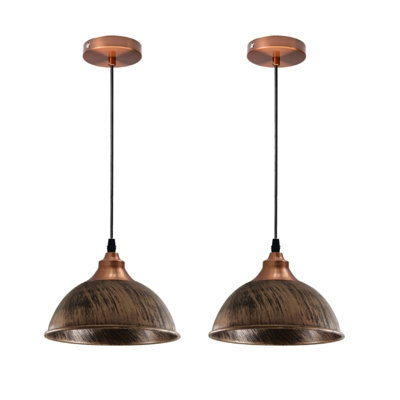 2 - Light Brushed Copper Dome Pendant