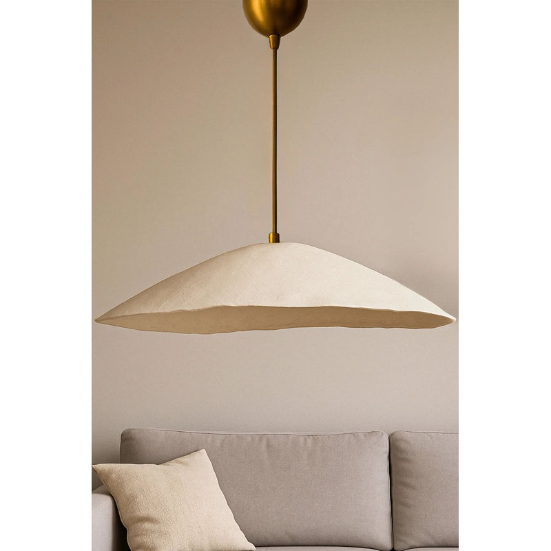 Elegant Adjustable Chandelier with Metal Body, Gold & Cream Finish | Cap Size: 23.6 in x 5.1 in | Total Height: 6.3 in - 24.4 in | 1 x E27 Socket (Max 40W) | Perfect for Living Room, Dining Room, & Entryway Lighting