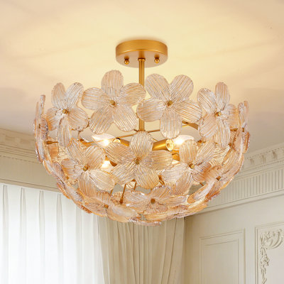 4-Light Glass Flush Mount Dia 18.13 Inches