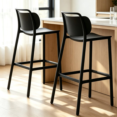 Black Solid back side Chair(Set of 2)
