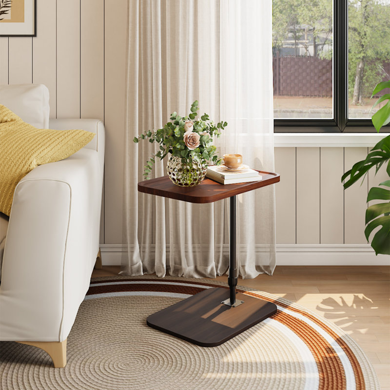 Tray Top Pedestal End Table, Brown