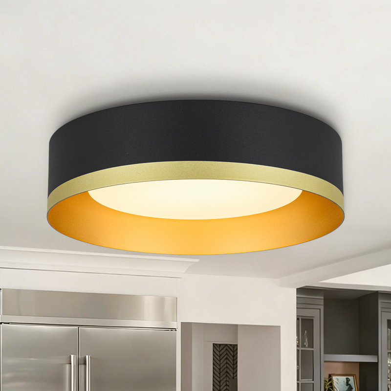 Plafonnier encastré moderne à DEL 5 ct réglable, Noir mat / Or