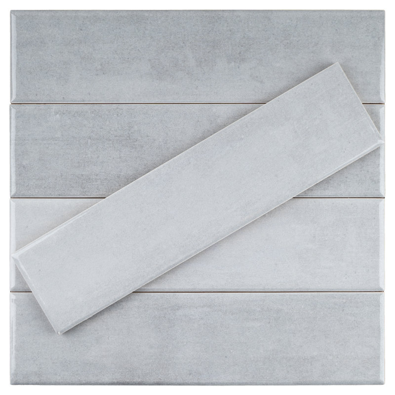 Carreau de mur de métro en céramique polie 2,95 po x 11,81 po Supreme, Gris