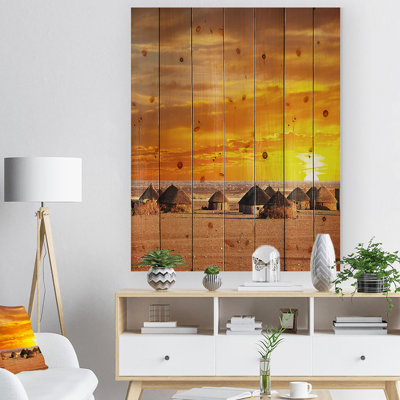 «Landscape Colorful African Village Huts View», reproduction de photo