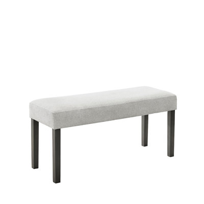 Banc de 40 po en tissu gris, pour le vestibule, la chambre à coucher et la salle à manger, structure en bois foncé, deux sièges, banc rembourré en contreplaqué d'hévéa avec salle à manger moderne