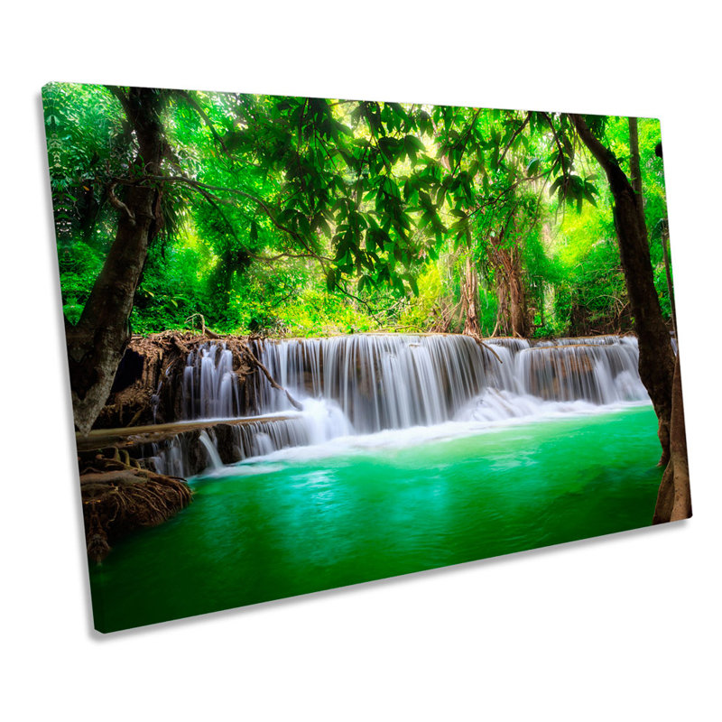 Thailand Waterfall Forest - Wrapped Canvas Art Prints, 81.3cm H x 121.9cm W x 4cm D