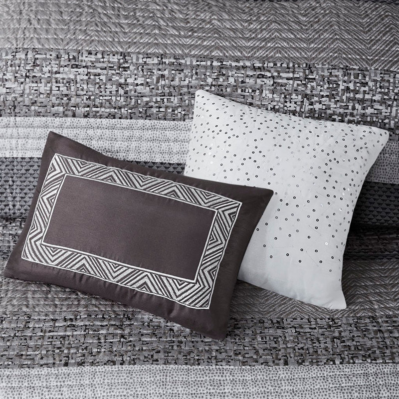Ensemble de literie en jacquard réversible luxueux avec coussins décoratifs