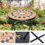 Table d'appoint d'extérieur, petite table basse d'appoint de patio ronde de 14 pouces, table de bout / support de plante résistant aux intempéries pour bistro, balcon, porche, bancs d'extérieur et utilisation à l'intérieur (brun)