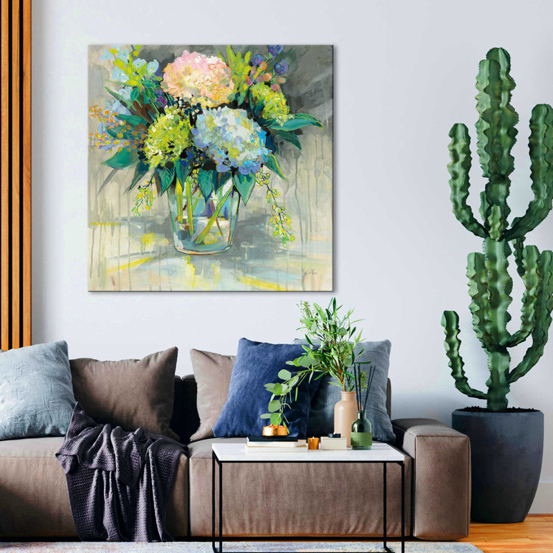 " Hydrangeas From The Garden ", Wrapped Canvas, 36" H x 36" W x 1.5" D