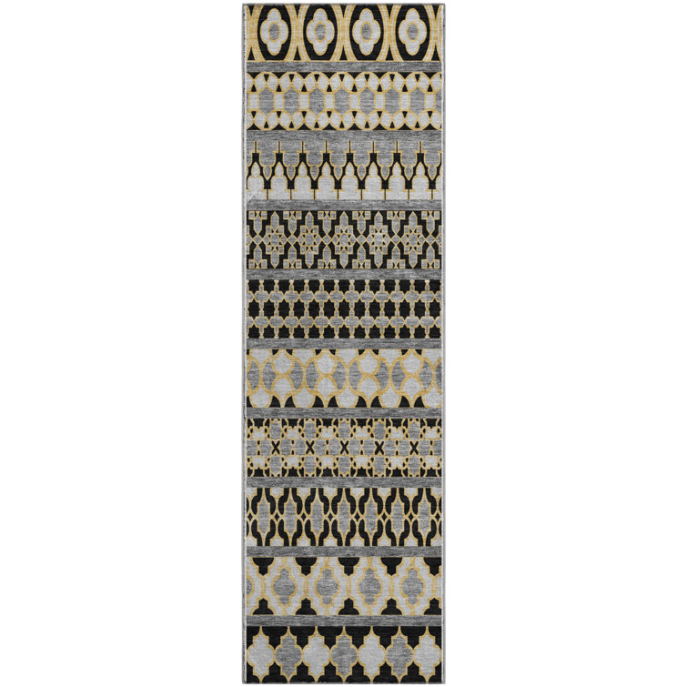 Premium Machine Washable Prisco Charcoal Rug