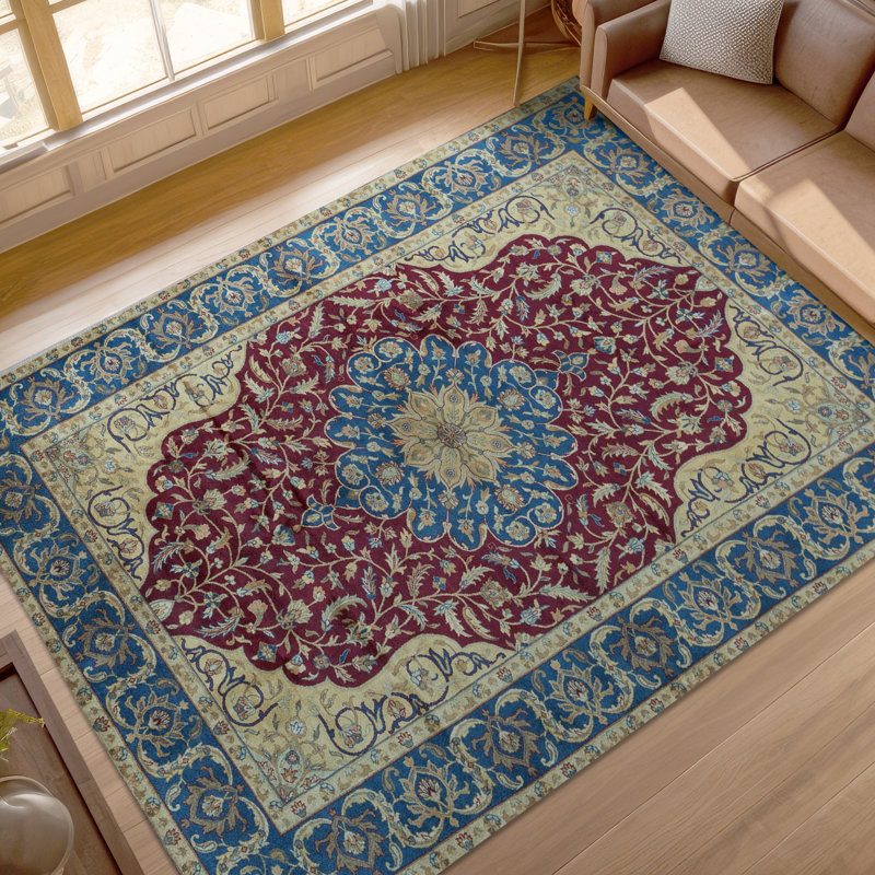 Bikaner Wool Oriental Area Rug in Red/Blue/Beige