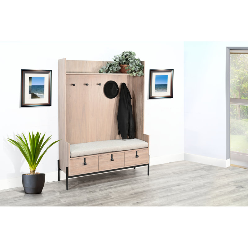 Zarlish Hall Tree 54'' Wide with Bench, Natural