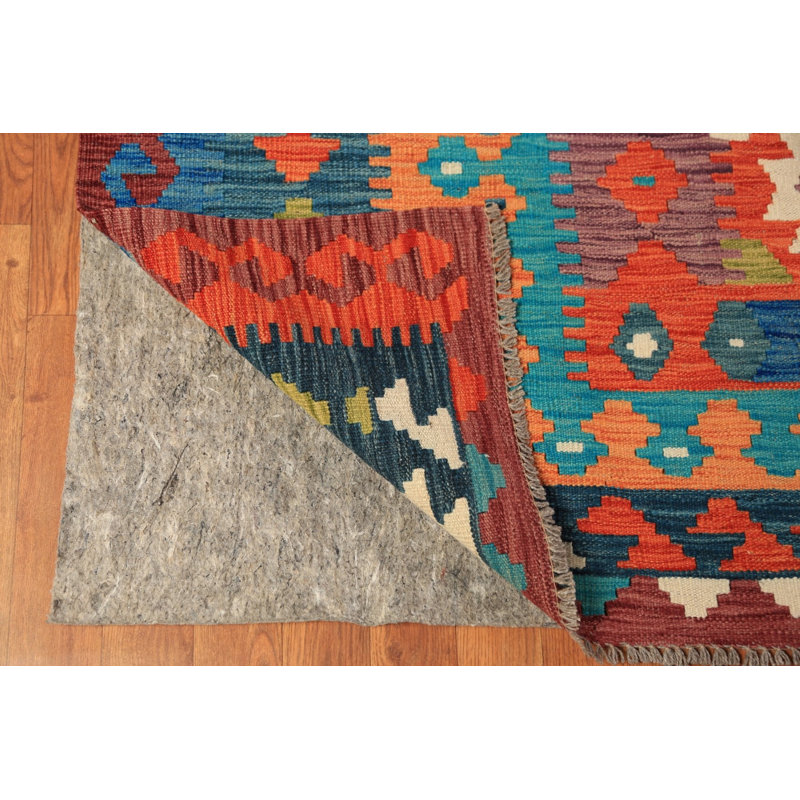 Tapis oriental géométrique en laine Kilim 10 x 16