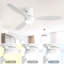 52 Inch Flush Mount Ceiling Fan Solid Wood Fan Blade Noiseless Reversible Motor Smart Remote Control With Light