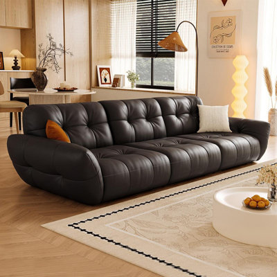 Black Faux Leather Modular Sofa cushion couch