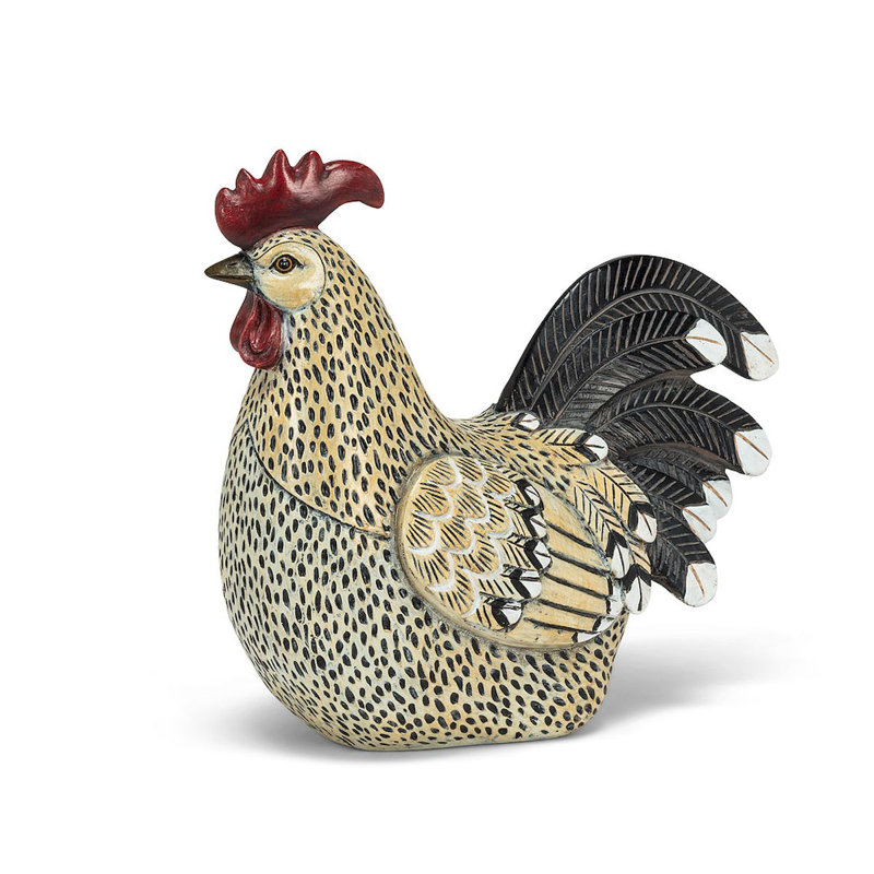 Figurine coq noir assis