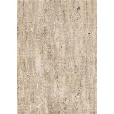 5' X 8' Beige And Black Area Rug