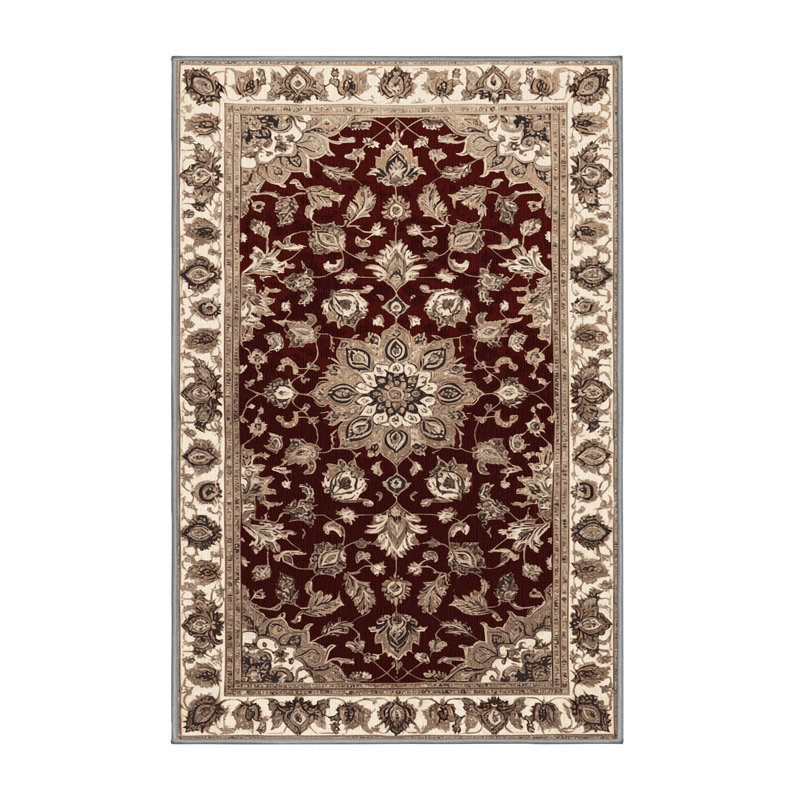 Machine Washable Persian Gray Area Rug, Rectangle 4' x 6'