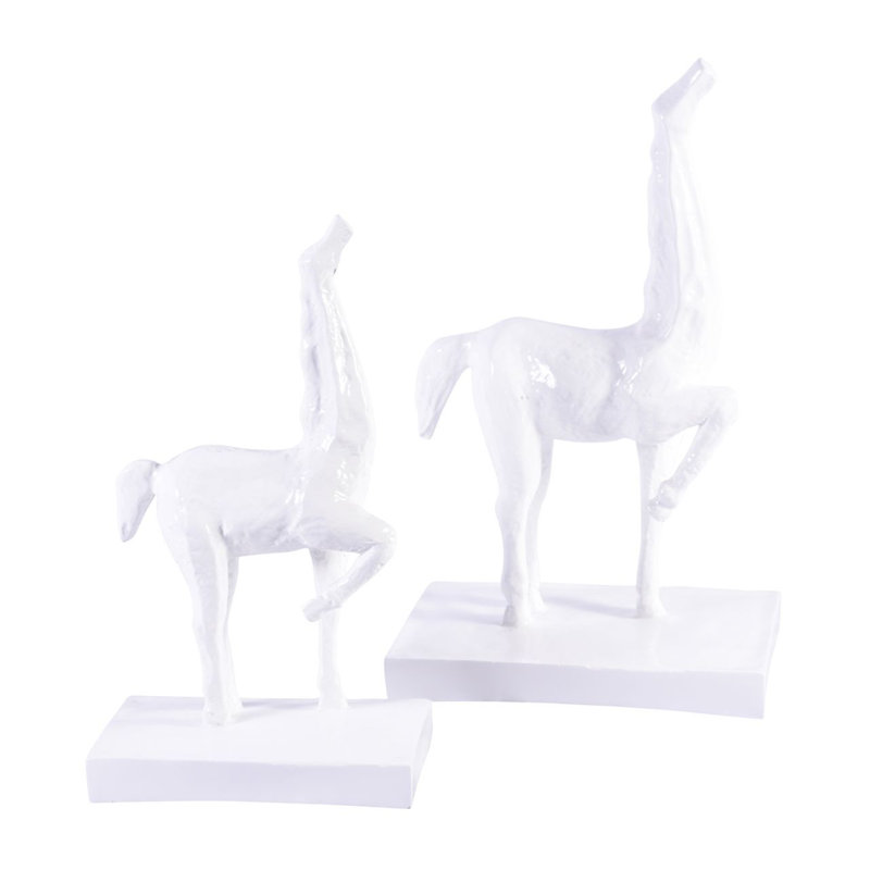 Horse Hoof Up Statue with Base, 13.5" H x 8" W x 4" D, White