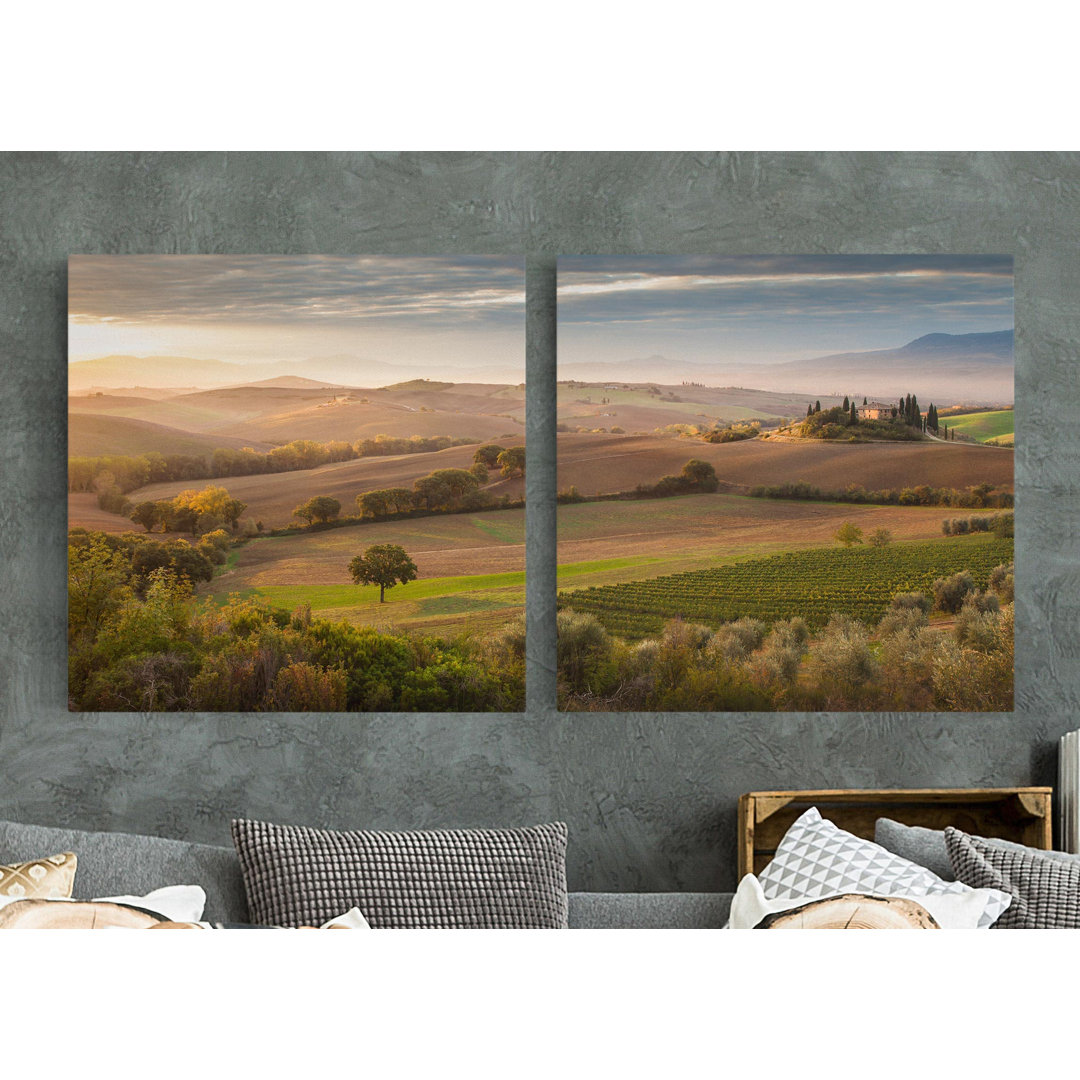 2-tlg. Leinwandbilder-Set Tuscan Olive Grove