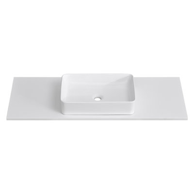 Comptoir de meuble-lavabo en pierre de quartz blanc 48 po avec lavabo vasque carré en céramique