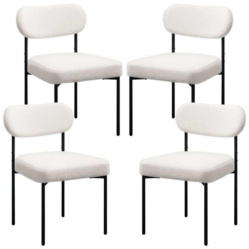 Chaise de salle à manger rembourrée l 19,7 po avec repose-pieds réglables Boucle, 4, Blanc