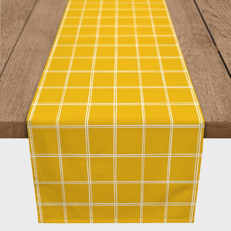 Chemin de table Doster, 72 po x 16 po, Jaune, Écossais