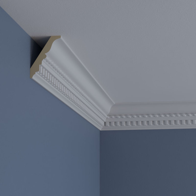 Primed White Polyurethane Dentil and Rope Crown Moulding