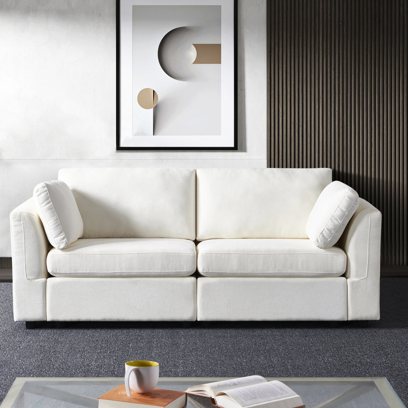 Modulaire en chenille blanc crème - et style victorien élégant confortable et flexible