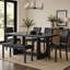 Ensemble de salle à manger 6 pièces avec banc, table de cuisine de style ferme moderne avec chaises et banc en similicuir, ensemble de salle à manger rectangulaire en bois avec piètement en forme de U, similicuir noir antique et brun foncé