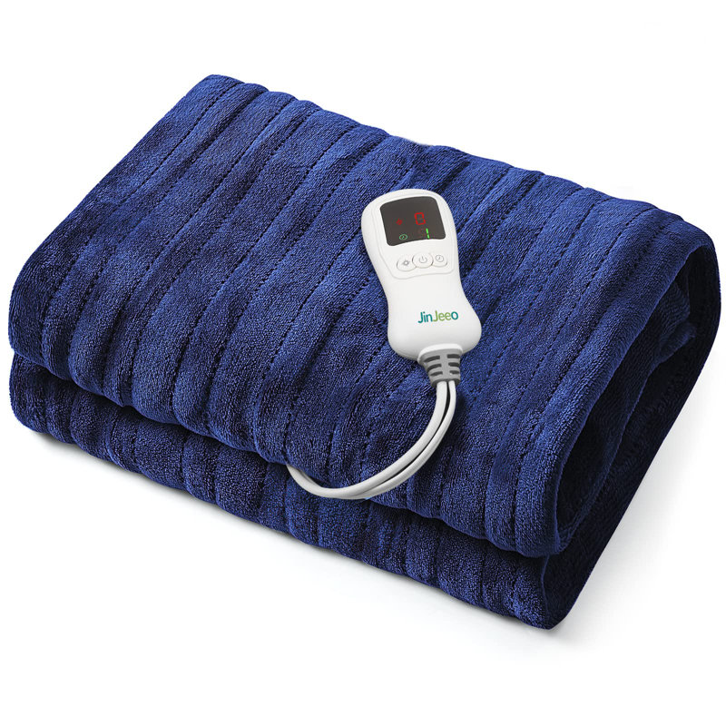 Couverture chauffante en flanelle électrique HBT, Marine, L 60 po x l 50 po