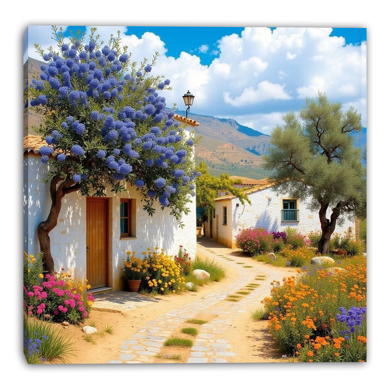 «Jacaranda Village Landscape III», art mural sur toile tendue, L 20 po x H 20 po x P 1,5 po