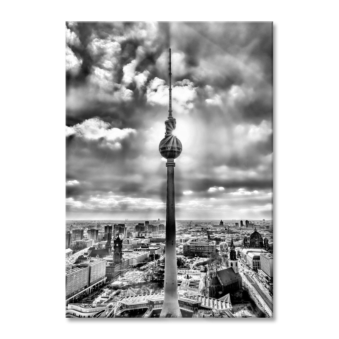 Glasbild Großstadt Fernsehturm Berlin City