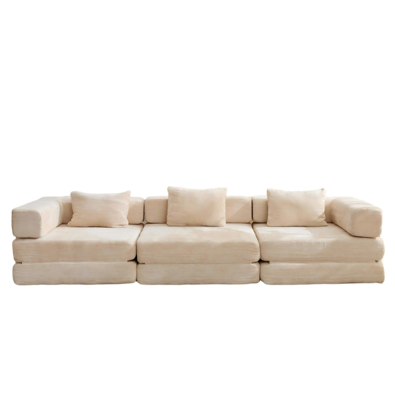 Convertible Chenille Fold Out Sofa Bed, Diy Modular Floor Sofa For Multi-occasion Use