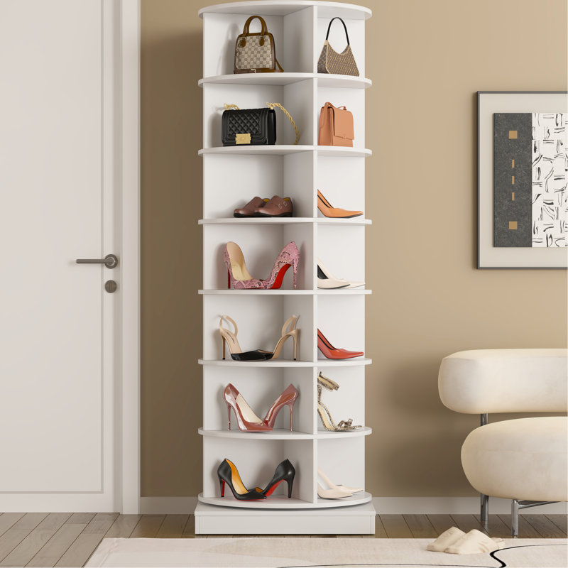Porte-chaussures pivotant à 360 °, 7 couches, pouvant contenir 28 paires, tablette à 7 couches peu encombrante et design attrayant