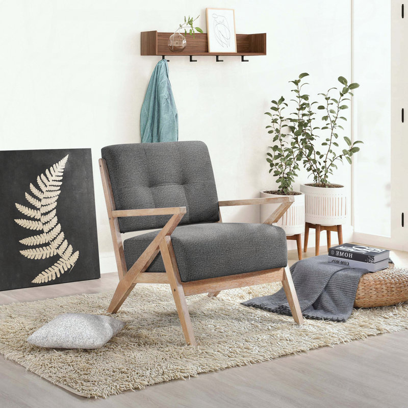 Fauteuil d'appoint capitonné avec finition noyer antique, Dark Grey