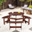 Brown Outdoor Picnic Table For 6 - 3 Benches, Umbrella Hole, , Waterproof Porch Hole Built-In Benches Pool Area-1894496166