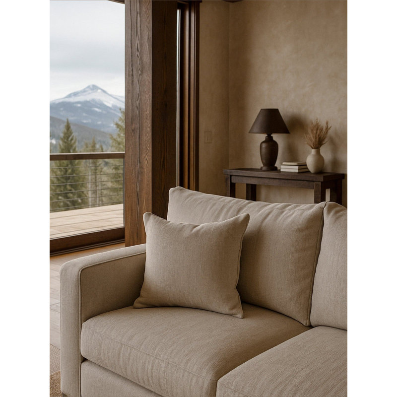 So Soft Linen Linen Throw Pillow, 22"H x 22"W, Down Blend, Warm Beige