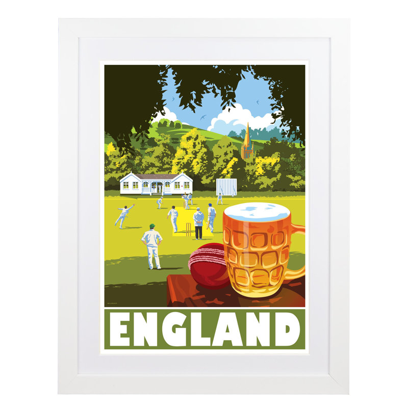 England by Stephen Millership - Print, White, 43.5cm H x 33.5cm W x 2.2cm D