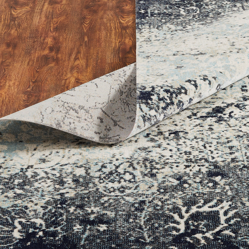 Pocasset Abstract Area Rug in Blue/Gray/Navy, Rectangle 9'3" x 13'