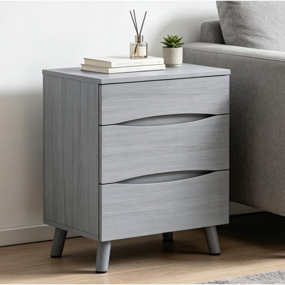 Nightstands Set of 2 with 3 Storage Drawers | 24 Inch Wide Bedside Tables with Wooden Top for Bedroom, Space Saving Modern End Tables for Living Room Office