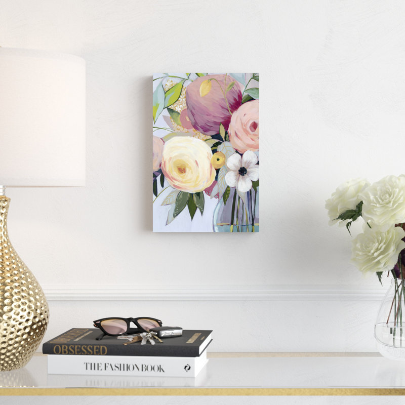 «Georgia Bouquet I», peinture sur toile, H 12 po x l 8 po